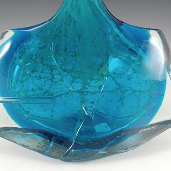 Mdina Maltese Blue Glass 'Fish' / 'Axe Head' Vase - Signed 1979
