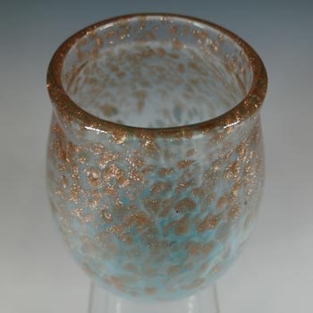 Monart MF Pale Blue & Copper Aventurine Vintage Glass Vase