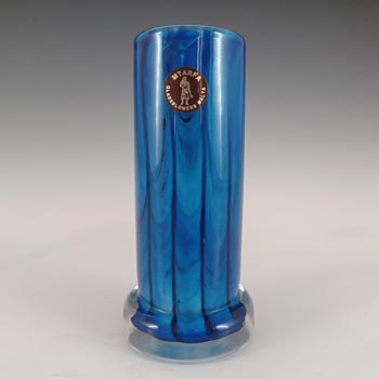 SIGNED & LABELLED Mtarfa Blue & White Glass Vase