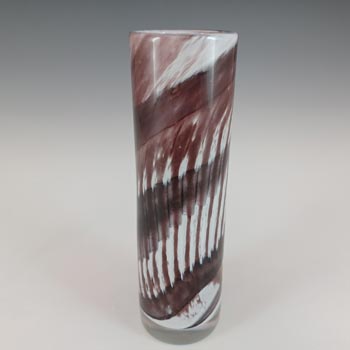 SIGNED Mtarfa Purple & White Glass Cylinder Vase