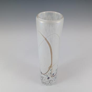 SIGNED Mtarfa Purple & White Iridescent Glass Vase