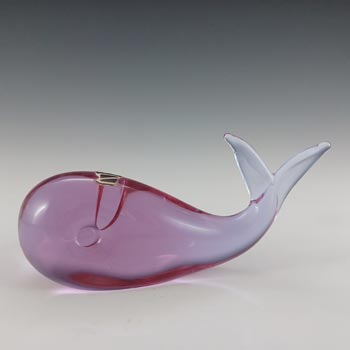 LABELLED V. Nason & Co Murano Lilac Glass Whale Sculpture