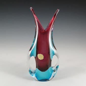 LABELLED L Nason Murano Purple & Blue Sommerso Glass Vase