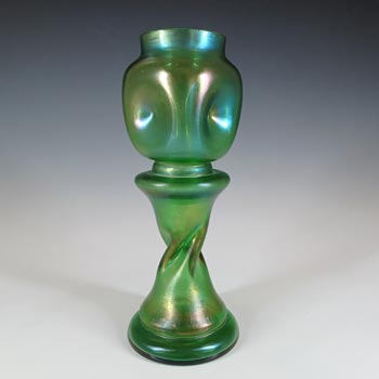 Welz Art Nouveau Antique Bohemian Iridescent Green Glass Vase