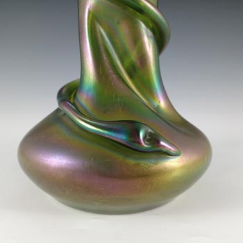 Rindskopf Art Nouveau Antique Green Glass Snake Trail Vase