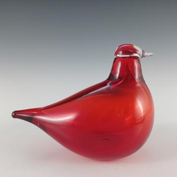 Nuutajarvi Notsjo Oiva Toikka Red Glass \'Little Tern\' Bird - Signed
