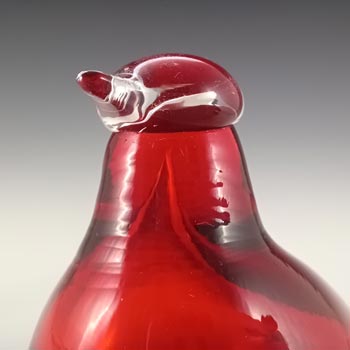 Nuutajarvi Notsjo Oiva Toikka Red Glass 'Little Tern' Bird - Signed