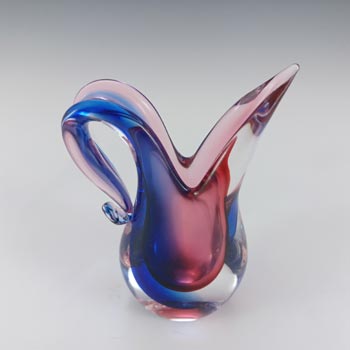 SIGNED Oball Murano Pink & Blue Sommerso Glass Vase