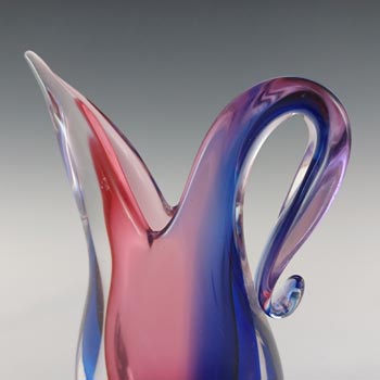 SIGNED Oball Murano Pink & Blue Sommerso Glass Vase