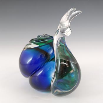 LABELLED Oball Murano Blue & Green Glass Snail Sculpture