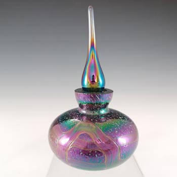 Okra? Black & Purple Iridescent Glass Vintage English Perfume Bottle