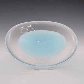 SIGNED Scandinavian / Swedish Opalescent Blue Cased Glass Bowl