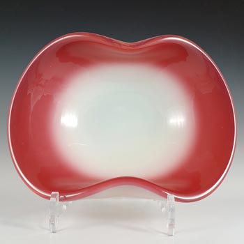 Galliano Ferro Murano Large Pink & Opalescent White Glass Bowl