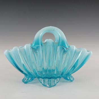 Davidson Victorian Blue Pearline Glass 'Brideshead' Basket Bowl