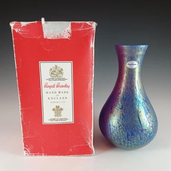 BOXED Royal Brierley Iridescent Blue Glass 'Studio' Vase