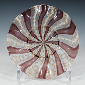 (image for) Salviati Murano Zanfirico & Aventurine Purple Glass Plate