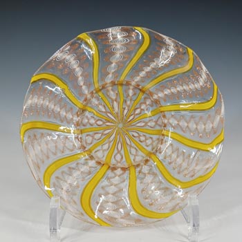Salviati Murano Zanfirico & Aventurine Yellow Glass Plate