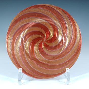 Salviati Murano Copper Aventurine Vintage Glass Plate / Dish