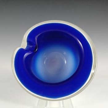 LABELLED Salviati Murano Blue & White Cased Glass Bowl