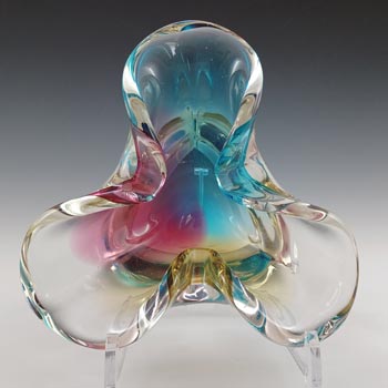 Sanyu Japanese Vintage Amber, Pink & Blue Glass "Fantasy" Bowl