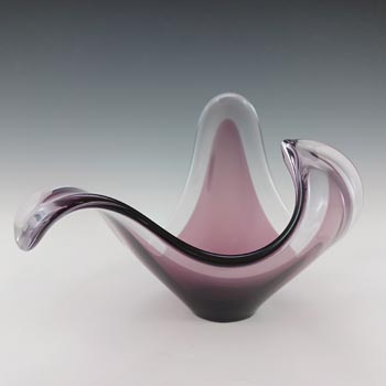 Bayel Art Glass French Purple & Clear Sculpture Bowl