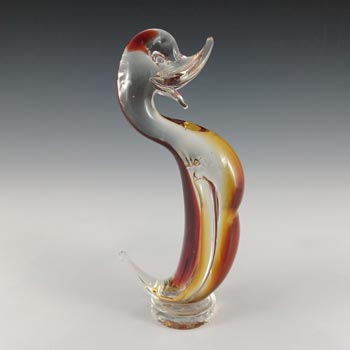 Murano Red & Amber Venetian Glass Vintage Duck Sculpture