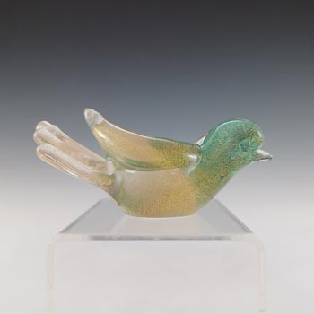 SIGNED & LABELLED Seguso Vetri d'Arte Murano 'Polveri' Glass Bird