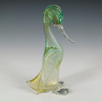 (image for) LABELLED Archimede Seguso Polveri Gold Leaf Glass Duck Sculpture