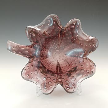 Seguso Vetri d'Arte #7610 Purple Bullicante Glass Clover Bowl