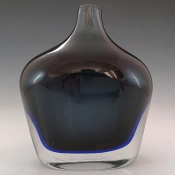 Seguso Vetri d\'Arte Grey & Blue Sommerso Glass Vase by Flavio Poli