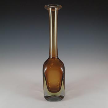 Seguso Vetri d'Arte Murano Sommerso Uranium Glass Bottle Vase - Pinzoni