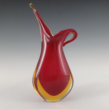 Murano / Venetian Red & Amber Vintage Sommerso Glass Vase