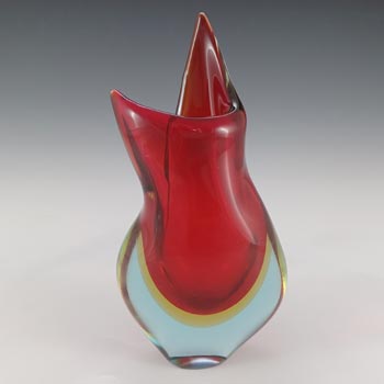 Murano / Venetian Red, Amber & Blue Sommerso Glass Vase