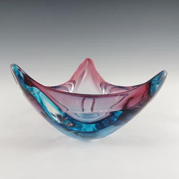 Murano Venetian Pink & Blue Sommerso Glass Vintage Bowl
