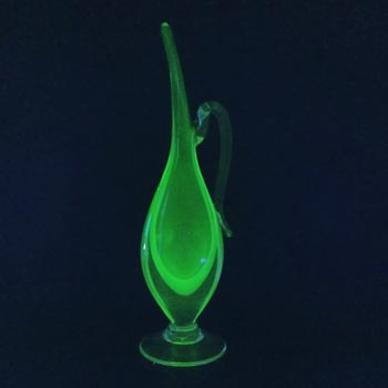 Murano Green & Uranium Yellow Sommerso Glass Vase/Jug
