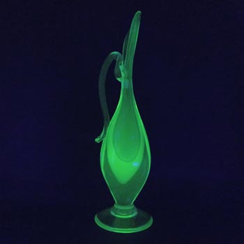 Murano Venetian Blue & Uranium Sommerso Glass Vase / Jug
