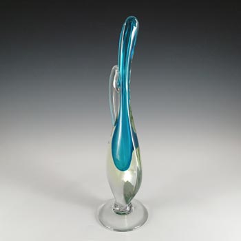 Murano Venetian Blue & Uranium Sommerso Glass Vase / Jug