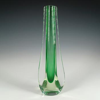 Galliano Ferro Murano Sommerso Green & Uranium Glass Stem Vase