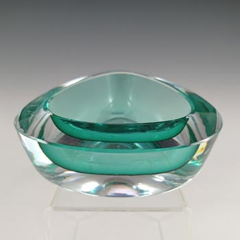 SIGNED Strömberg Swedish Green Cased Glass Bowl #H89