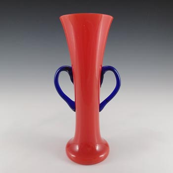Czech / Bohemian Retro Red & Blue Tango Glass Vase
