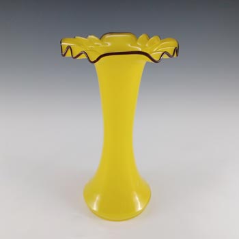 Czech / Bohemian Vintage Yellow & Black Tango Glass Vase