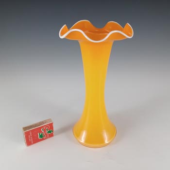 Welz Czech Art Deco Orange & White Tango Glass Vase