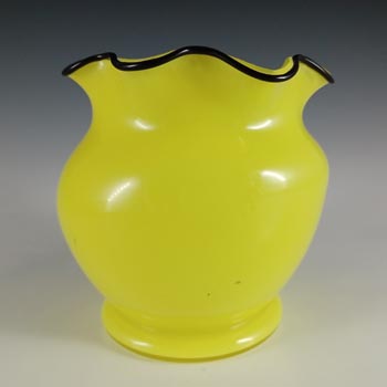 Czech 1930\'s Art Deco Yellow & Black Tango Glass Vase