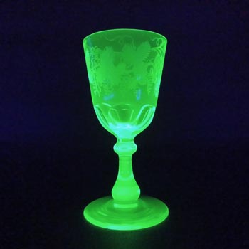 Percival Vickers & Co Victorian 1870's Uranium Green Cut Wine Glass
