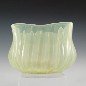 Victorian Vaseline Opalescent Uranium Yellow Glass Vase / Bowl