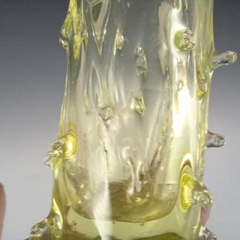 John Walsh Victorian Vaseline / Uranium Glass Thorn Vase