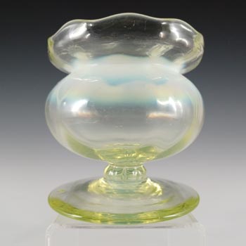 Victorian Vaseline Uranium Opalescent Glass Footed Vase