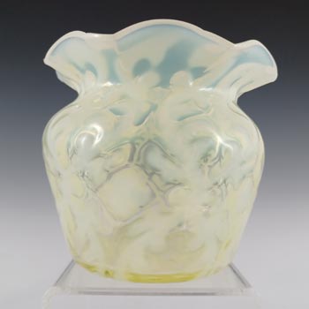 John Walsh Vaseline / Uranium Opalescent Glass 'Brocade' Vase