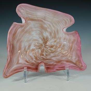 Vetro Artistico Veneziano Murano Pink Glass Aventurine Bowl