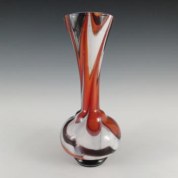 V.B. Opaline Florence Empoli Marbled Orange & Brown Glass Vase